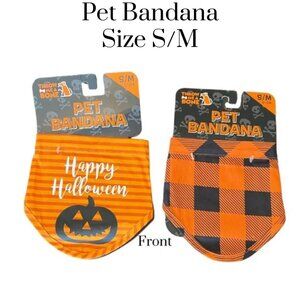 Throw Me A Bone Pet Bandana.  Set of two. Halloween.  Velcro closure.  Size S/M
